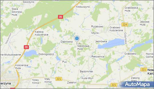 mapa Śledziowa Huta, Śledziowa Huta na mapie Targeo